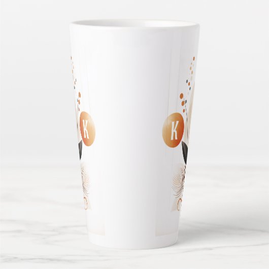 Boho Minimalistisch Initial Latte Tasse (Vorderseite)