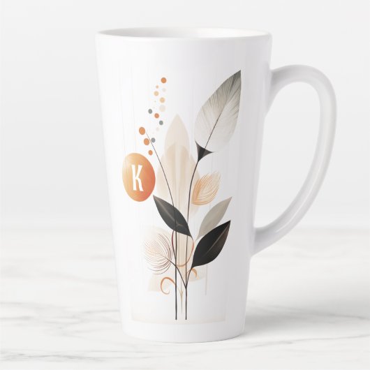 Boho Minimalistisch Initial Latte Tasse (Rechts)