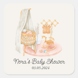 Boho Minimalistisch Kinderzimmer Girl Babydusche Quadratischer Aufkleber