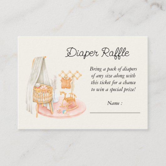 Boho Minimalistisch Kinderzimmer Girl Diaper Raffl Begleitkarte (Vorderseite)