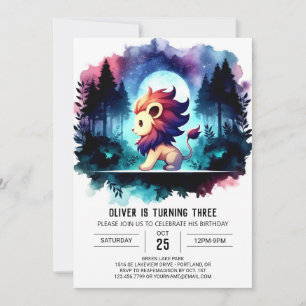 Boho Minimalistisch Lion Birthday Einladung