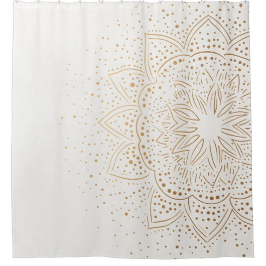 Boho Minimalistisch Mandala Duschvorhang (Vorderseite)