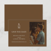 Boho Minimalistisch Monogram Foto Save the Date (Vorne/Hinten)