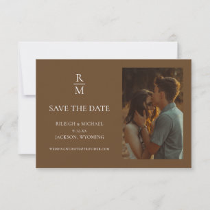 Boho Minimalistisch Monogram Foto Save the Date