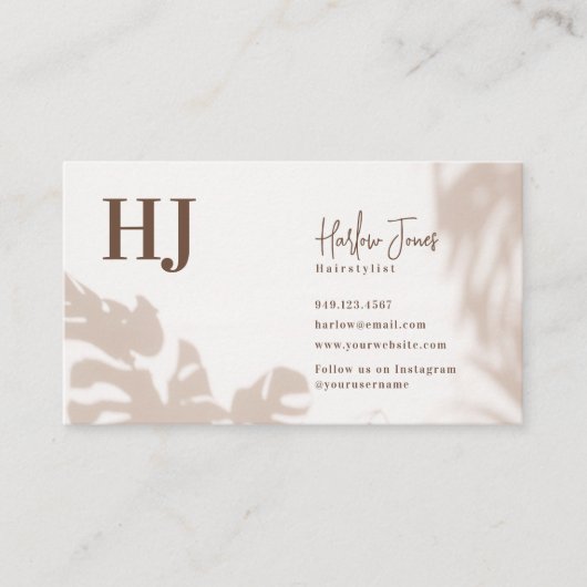 Boho Minimalistisch Monstera Leaf Shadow Loyalty Visitenkarte (Vorderseite)