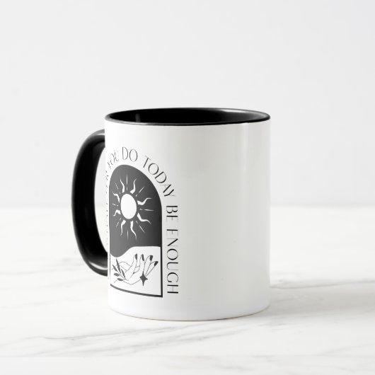Boho Minimalistisch Moon Black and White Affirmati Tasse (Vorderseite Links)