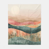 Boho Minimalistisch Mountain - Erthy Nature Inspir Fleecedecke (Vorderseite)