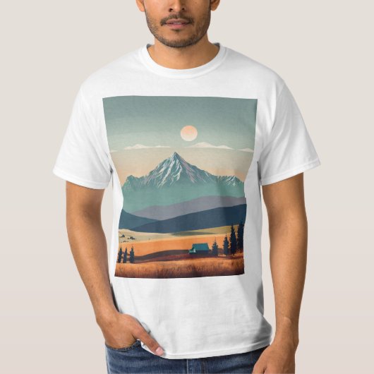 "Boho Minimalistisch Mountain Vibes T-Shirt" T-Shirt (Vorderseite)
