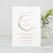 Boho Minimalistisch Mute Blue & Dried Grass Weddin Einladung (Stehend Vorderseite)