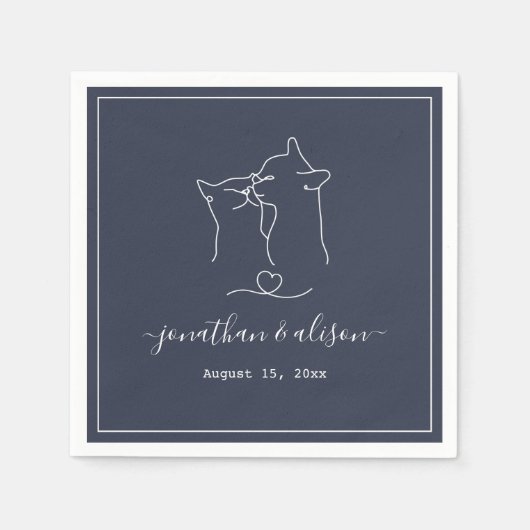 Boho Minimalistisch Navy Blue Verlobung Wedding Serviette (Vorderseite)