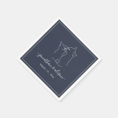 Boho Minimalistisch Navy Blue Verlobung Wedding Serviette (Ecke)