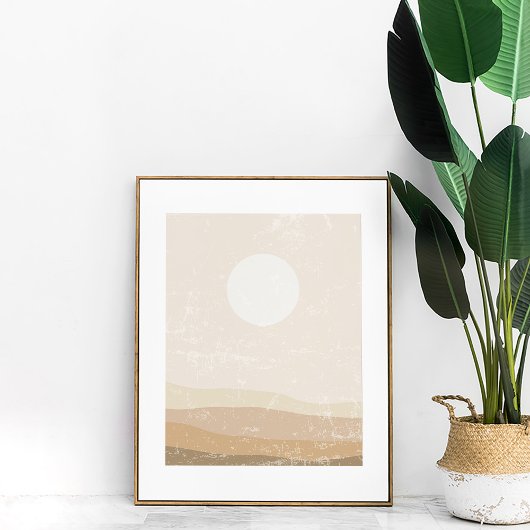 Boho Minimalistisch neutrale Sonnencreme Art Poster