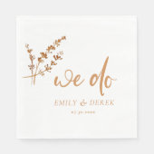 Boho Minimalistisch Orange Floral Wedding Serviette (Vorderseite)
