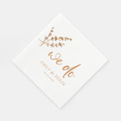 Boho Minimalistisch Orange Floral Wedding Serviette (Ecke)