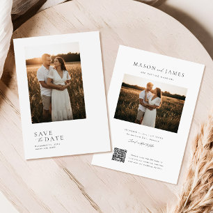 Boho Minimalistisch QR Code Foto Save The Date