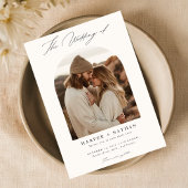 Boho Minimalistisch QR Code Foto Wedding Einladung