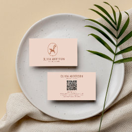 Boho Minimalistisch QR Code Terracotta Einmaliges  Visitenkarte