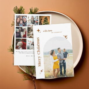 Boho Minimalistisch Retro Stars Foto Weihnachtsfam Feiertagskarte