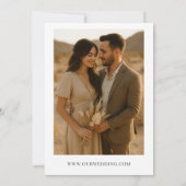Boho Minimalistisch Rustic Foto Wedding Einladung (Rückseite)