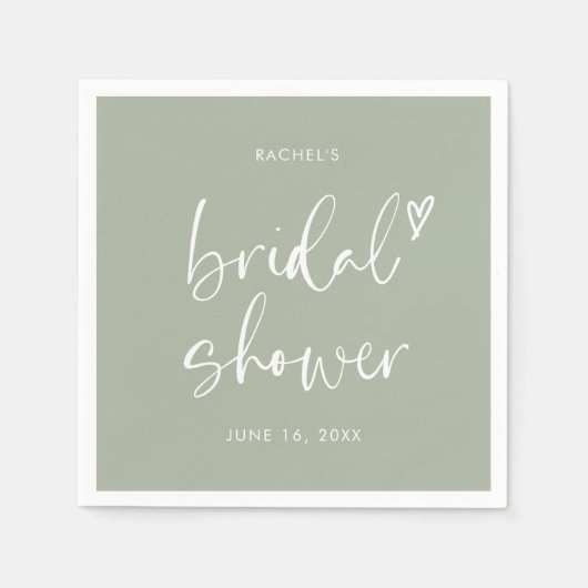 Boho Minimalistisch Sage Green Brautparty Serviette (Vorderseite)