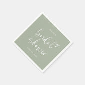 Boho Minimalistisch Sage Green Brautparty Serviette (Ecke)