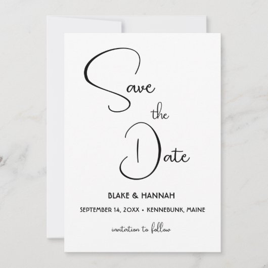 Boho Minimalistisch Save the Date Handgeschriebene Einladung (Vorderseite)