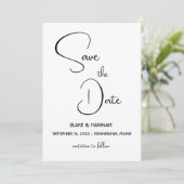 Boho Minimalistisch Save the Date Handgeschriebene Einladung (Stehend Vorderseite)