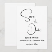 Boho Minimalistisch Save the Date Handgeschriebene Einladung (Vorne/Hinten)