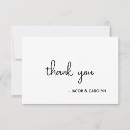 Boho Minimalistisch Schwarz-weiße Hochzeit Dankesc Einladung