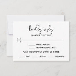 Boho Minimalistisch Schwarzweiß-Weiß-RSVP-Karte Einladung