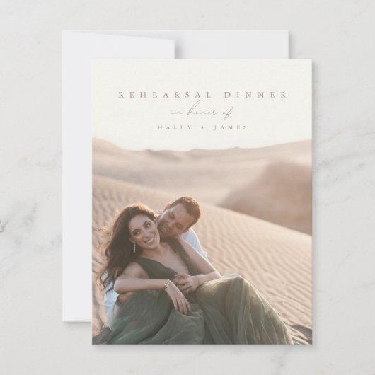 Boho Minimalistisch Script Foto Probe Dinner Einladung (Vorderseite)