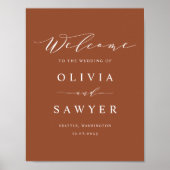 Boho Minimalistisch Script Terracotta Wedding Will Poster (Vorne)