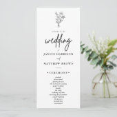 Boho Minimalistisch Simple Elegant Wedding Program (Stehend Vorderseite)