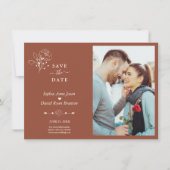Boho Minimalistisch Simple Terracotta Foto Wedding Save The Date (Vorderseite)