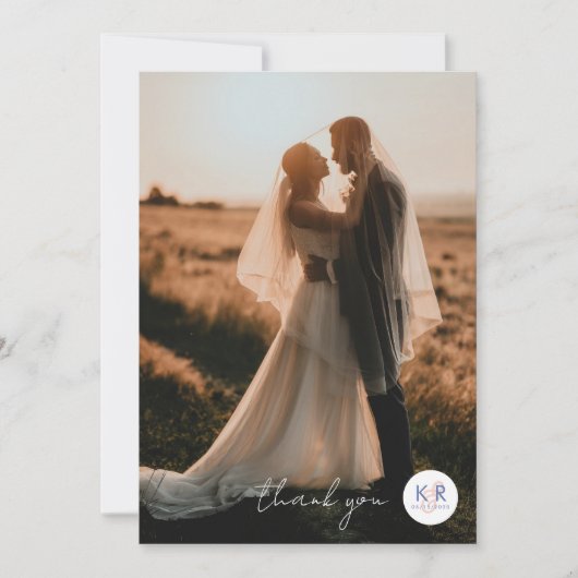 Boho Minimalistisch Spring Floral Wedding Dankeskarte (Vorderseite)