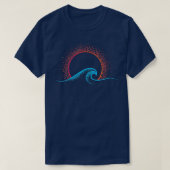 Boho Minimalistisch Sun Ocean Wave Art Summer Them T-Shirt (Design vorne)