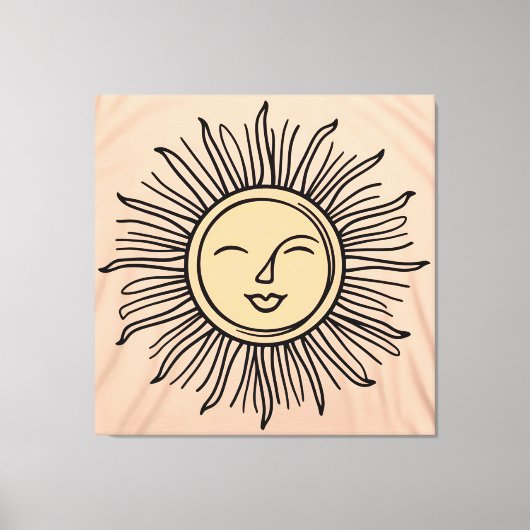 Boho Minimalistisch Sun Symbol Leinwand - Moderner (Vorderseite)