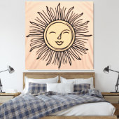 Boho Minimalistisch Sun Symbol Leinwand - Moderner (Insitu (Schlafzimmer))