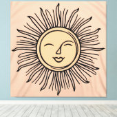 Boho Minimalistisch Sun Symbol Leinwand - Moderner (Insitu (Holzboden))
