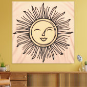 Boho Minimalistisch Sun Symbol Leinwand - Moderner (Insitu (Wohnzimmer))
