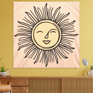 Boho Minimalistisch Sun Symbol Leinwand - Moderner