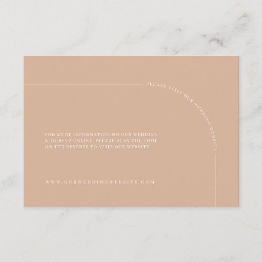 Boho Minimalistisch Tan Wedding Website Begleitkarte (Vorderseite)