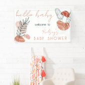 Boho Minimalistisch Terracotta Blush Hello Baby Du Banner (Insitu)