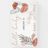 Boho Minimalistisch Terracotta Blush Hello Baby Du Banner (Vertikal)