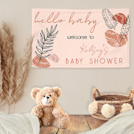 Boho Minimalistisch Terracotta Blush Hello Baby Du Banner