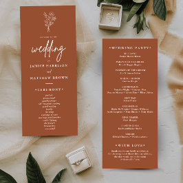 Boho Minimalistisch Terracotta Wedding Program