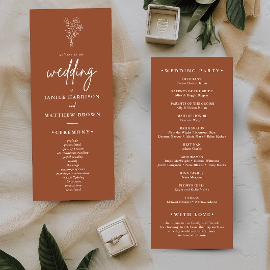 Boho Minimalistisch Terracotta Wedding Program