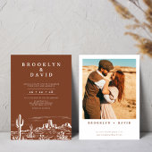 Boho Minimalistisch Terracotta Western Wüste Weddi Einladung