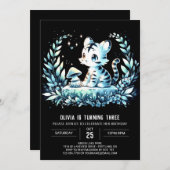 Boho Minimalistisch Tiger Birthday Einladung (Vorne/Hinten)
