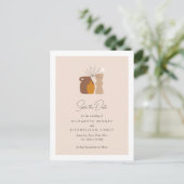 Boho Minimalistisch Vases Save the Date Ankündigungspostkarte (Stehend Vorderseite)